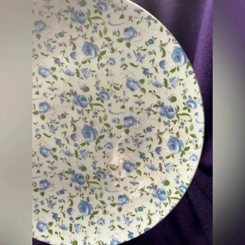 Springfield 1 Blue Floral Tea Rose Vintage 10” Dinner Luncheon 1 One Plate